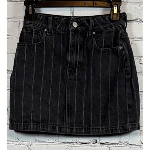 Pacsun Denim‎ Mini Skirt Black Pinstripe High Waist Casual Skater Size 23